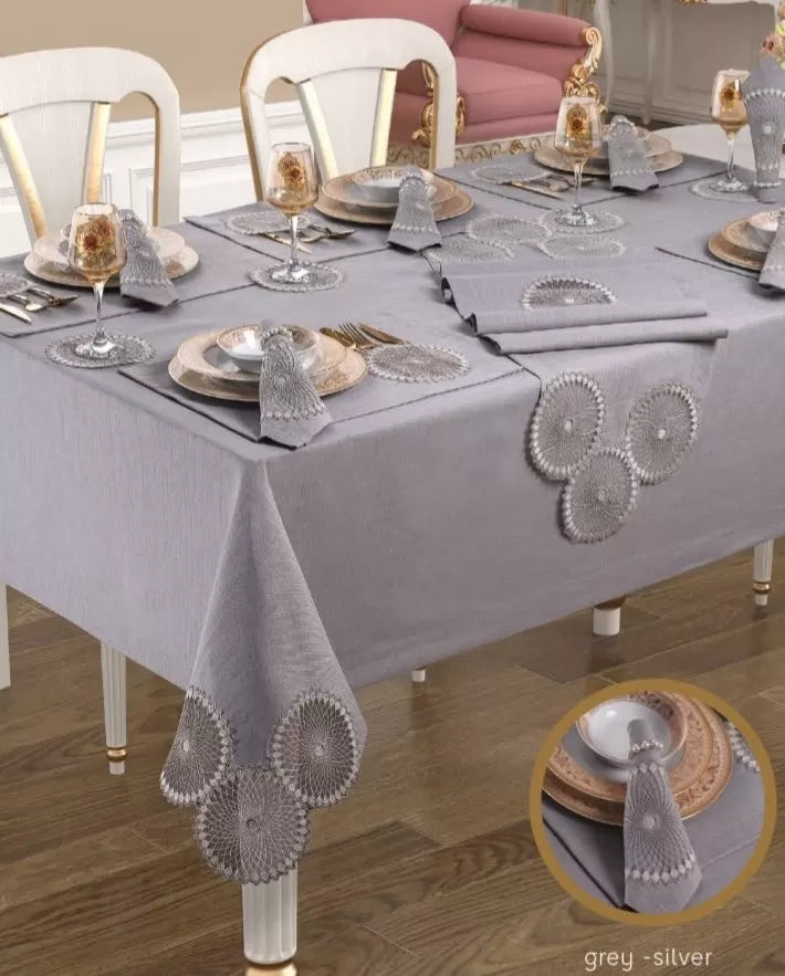 Planet Amerikan Servisli Yemek Takımı Masa Seti 8 Kişilik 34 Parça Supla Runner Set 160 × 260 cm