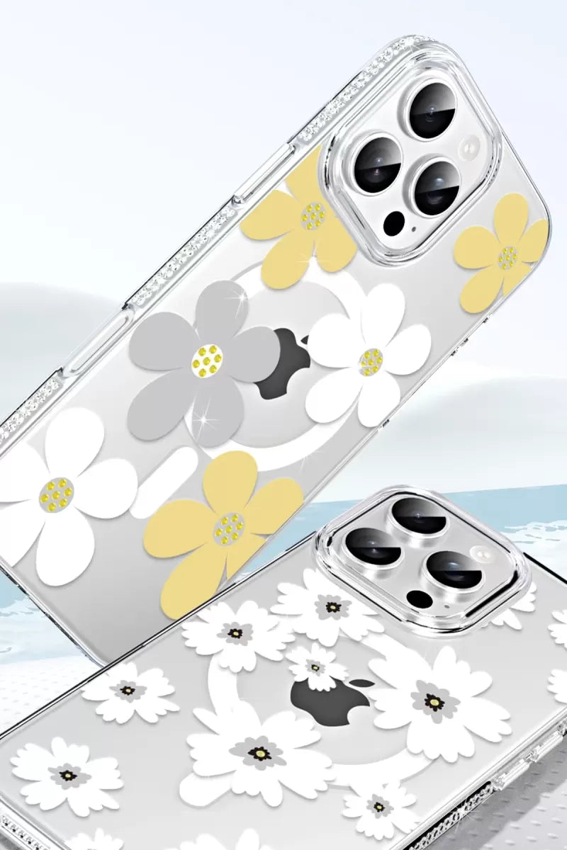 iPhone 14 Pro Max Floral Magsafe Kapak - Turuncu