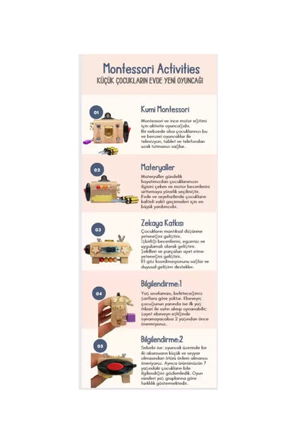 Oyuncak Doğal Çam Ahşap Montessori Eğitici Aktivite Küpü İnce Motor Geliştirici