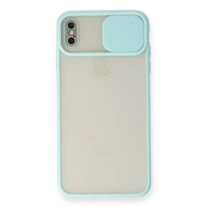 iPhone X Kılıf Palm Buzlu Kamera Sürgülü Silikon - Turkuaz