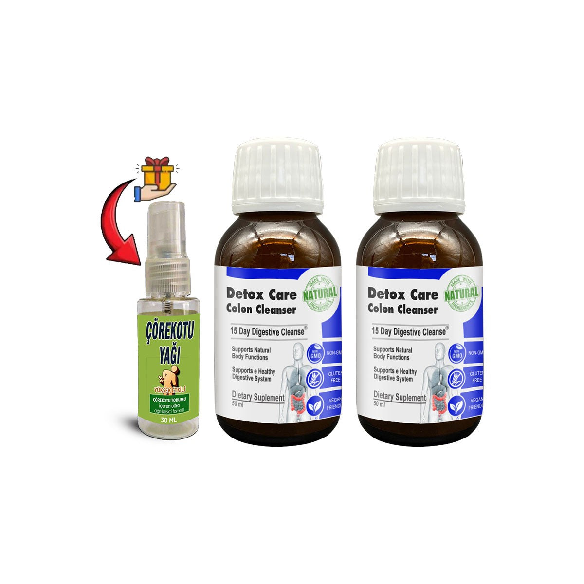 Detox Care 2 Kutu 15 Günlük Pratik Şurup Formülü + Çörek Otu Masaj Yağı 30 ml
