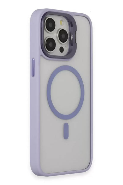 iPhone 15 Pro Max Kılıf Roblox Lens Magsafe Standlı Kapak - Lila