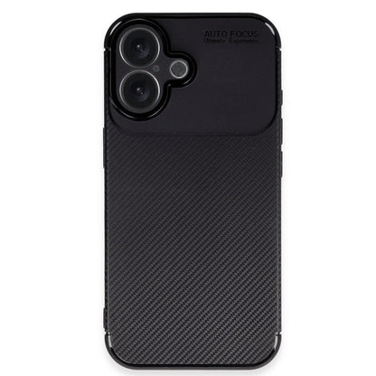 iPhone 16 Kılıf Auto Focus Karbon Kapak - Siyah