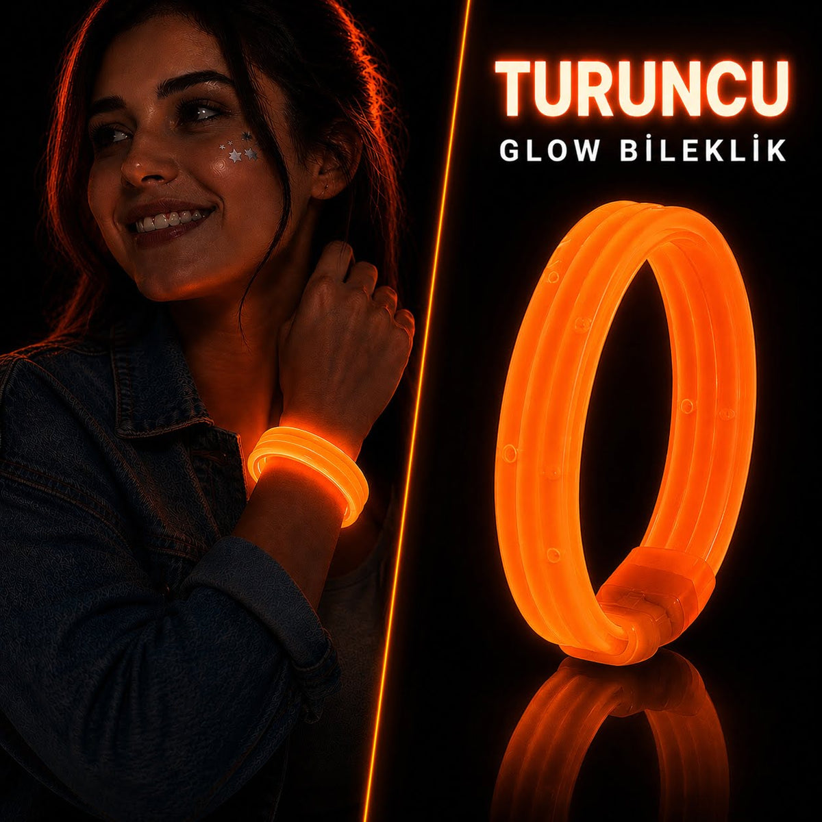 Turuncu Kalın Glow Bileklik? Kırılarak Yanan Parti ve Festival Bilekliği