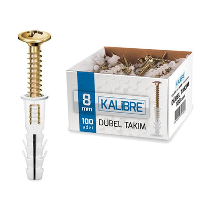 8 mm Kalibre Dübel Takımı 100 Adet Çeşitli Uygulamalar için