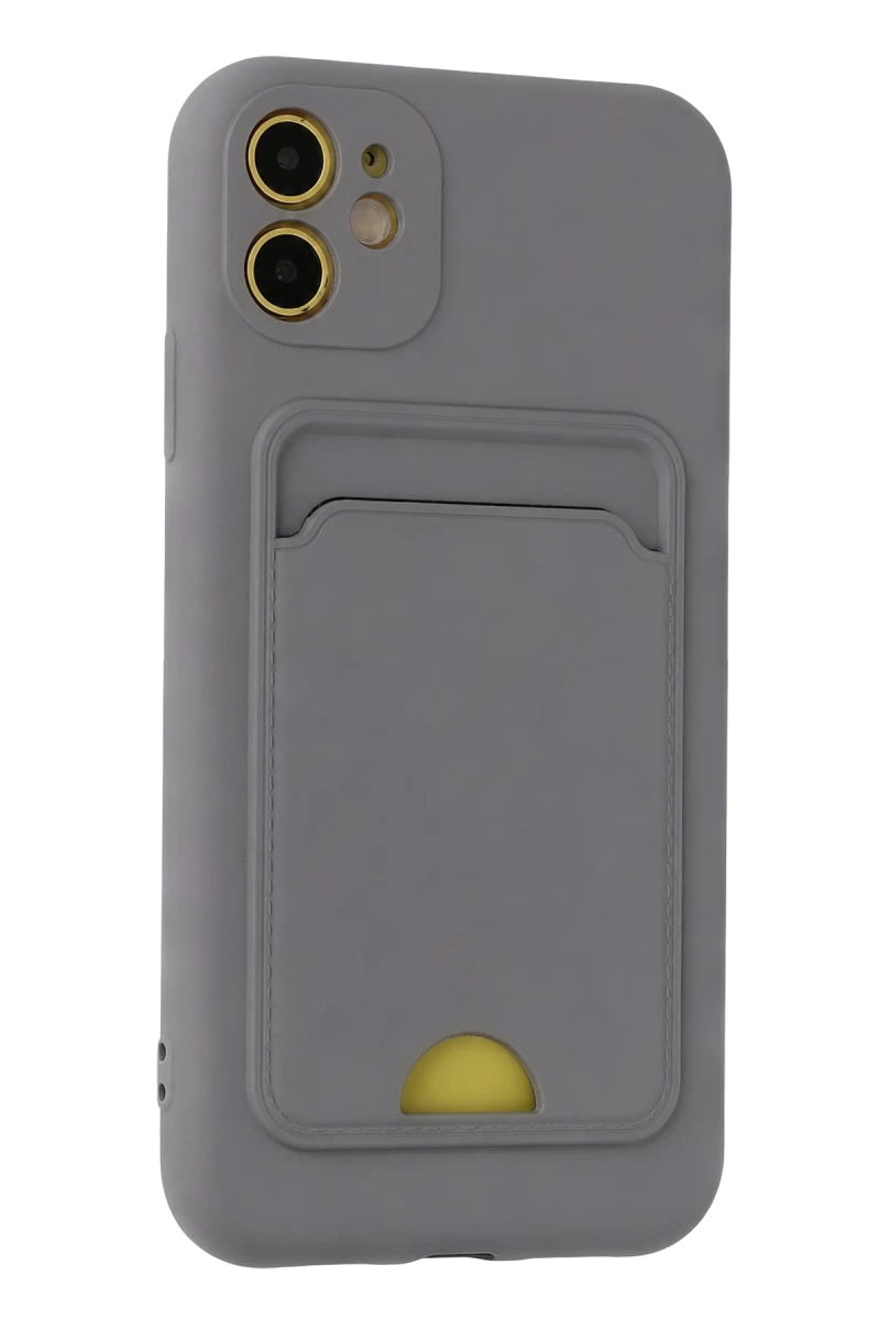 iPhone 11 Kılıf Kelvin Kartvizitli Silikon - Gri