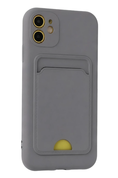 iPhone 11 Kılıf Kelvin Kartvizitli Silikon - Gri