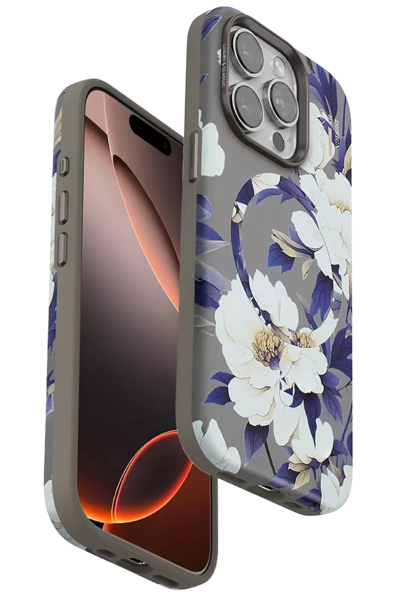 iPhone 15 Pro Max Flower Series Magsafe Kapak - Gri