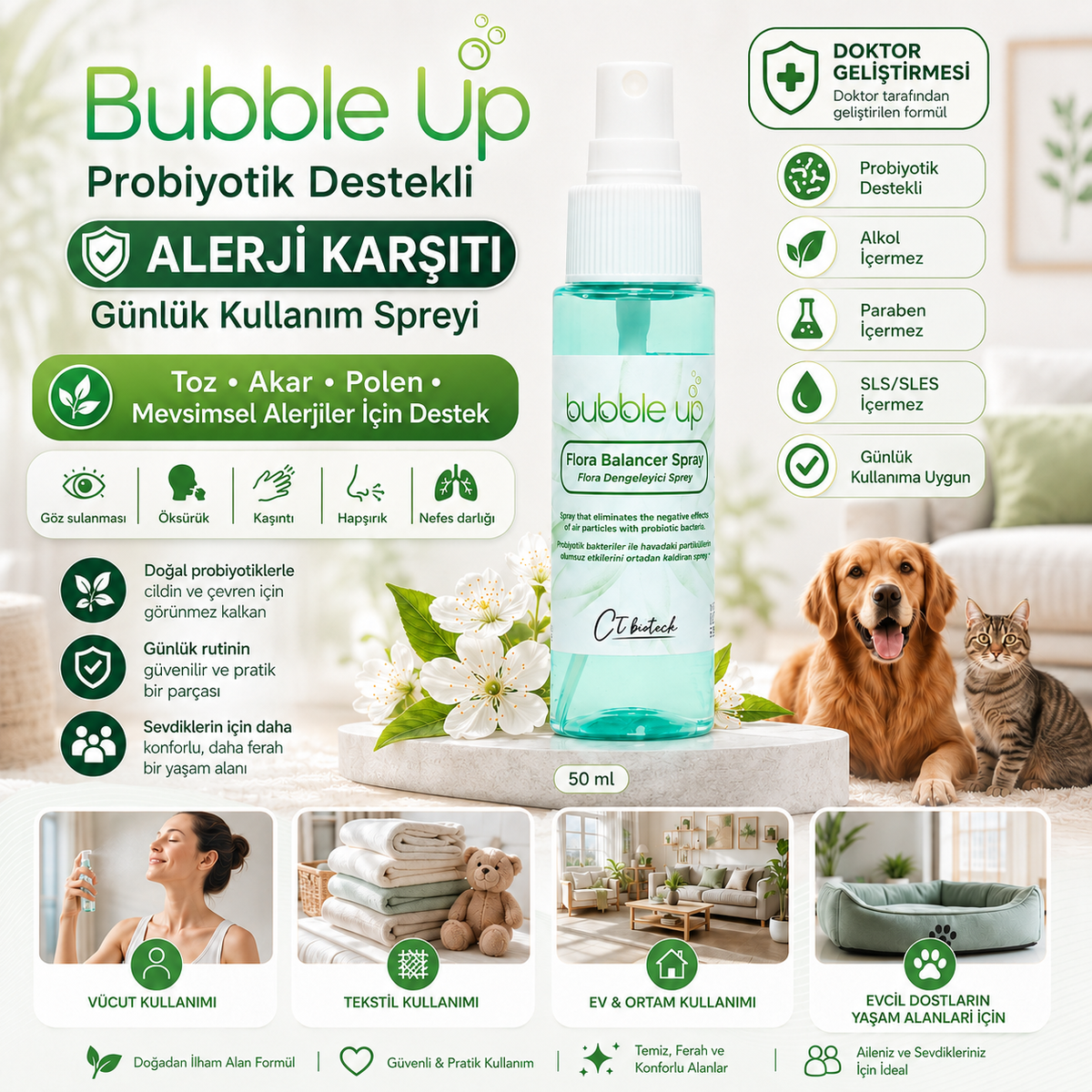 Bubble Up Probiyotik Destekli Alerji Karşıtı Ortam Spreyi 50 ml