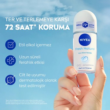 Kadın Roll-on Deodorant 50ml, 72 Saat Koruma ile