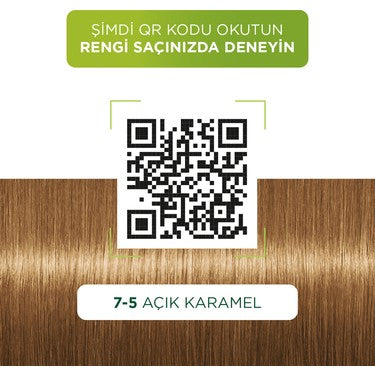 Saç Boyası 7-5 Açık Karamel, Shea Yağı İçeren Kalıcı Renk