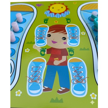 Bağcık Bağlama Eğitim Panosu - Montessori Eğitici Oyuncak