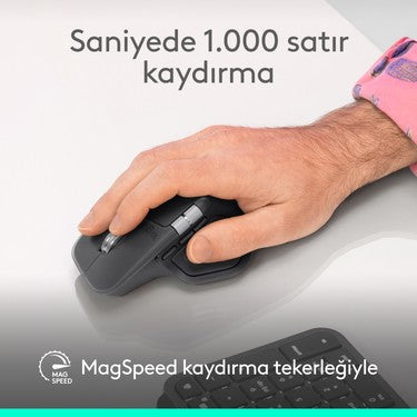 Logitech MX Master 4 Dokunsal Geri Bildirim Özellikli 8000 DPI Optik Sensörlü Sessiz Kablosuz