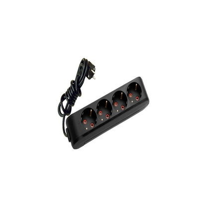 Siyah 4'lü Topraklı Anahtarsız Elektrik Prizi
