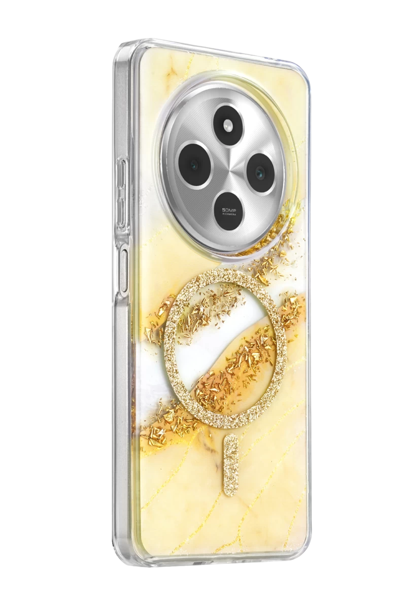Onegif Redmi 14C Lotus Simli Magsafe Kapak - Gümüş