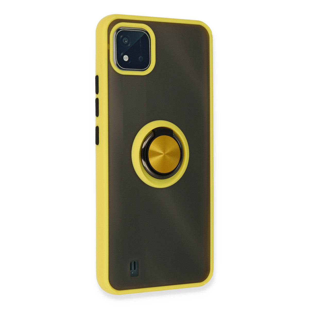 Realme C11 2021 Kılıf Montreal Yüzüklü Silikon Kapak - Sarı