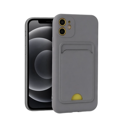 iPhone 11 Kılıf Kelvin Kartvizitli Silikon - Gri