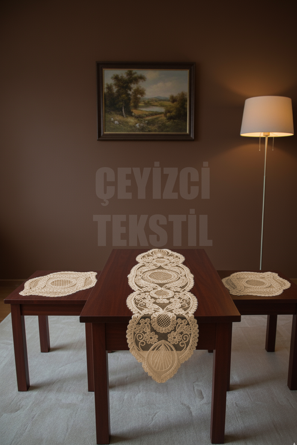 Salon Takımı, Yatak Odası 3 Parça Sehpa Örtüsü, Masa Örtüsü 3 Parça Oda Takımı