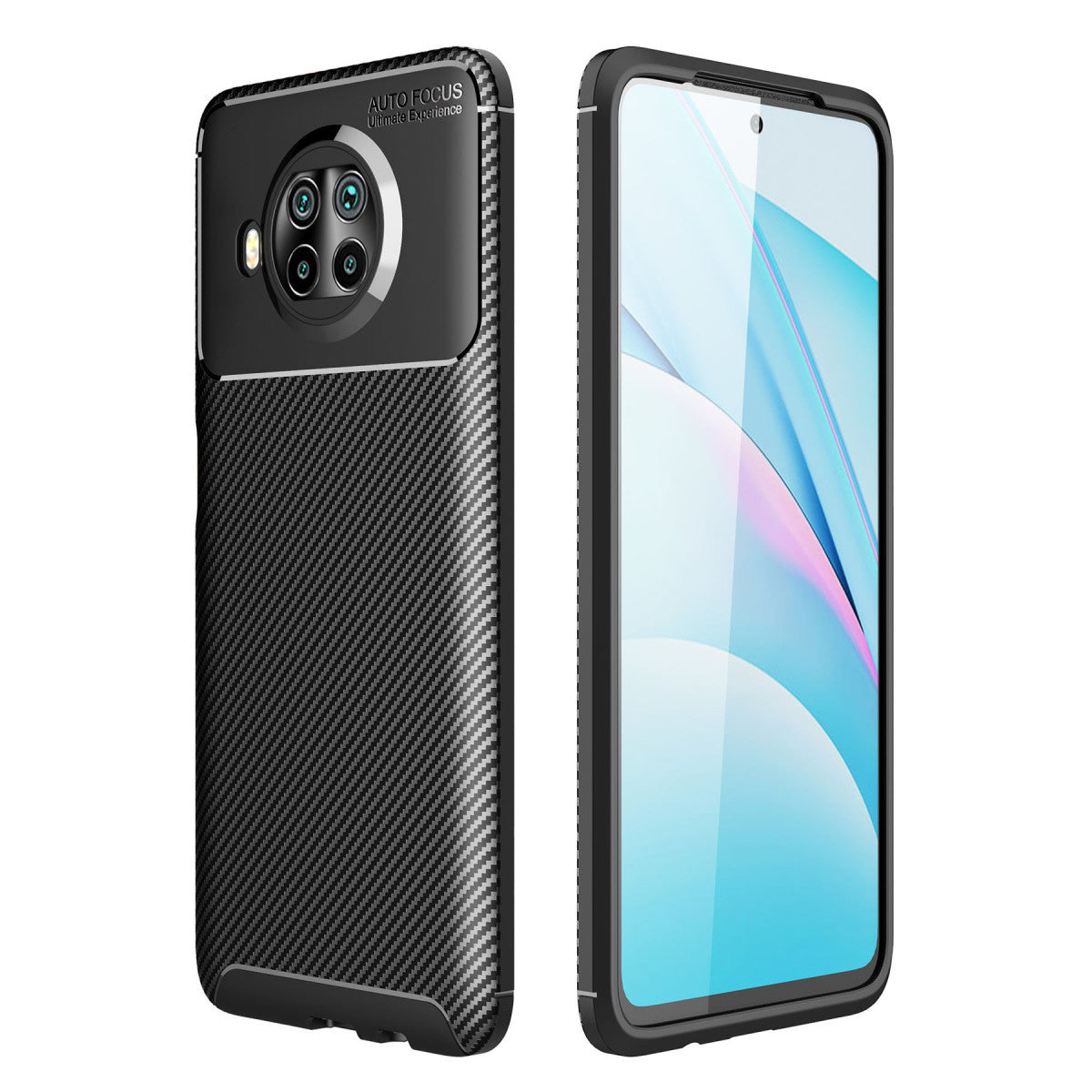 Mi 10T Lite Kılıf Auto Focus Karbon Kapak - Siyah