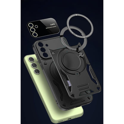 Galaxy S24 FE Kılıf Joy Lens Standlı Kapak - Koyu Yeşil