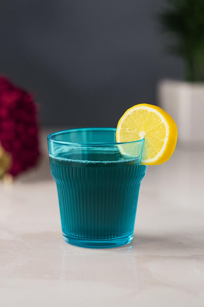 Akrilik Aquamarin Tekli Kısa Bardak & Su Meşrubat Kahve Yanı Bardağı 300 ml (Cam Değildir)