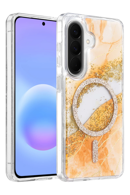 Onegif Galaxy A56 Lotus Simli Magsafe Kapak - Turuncu