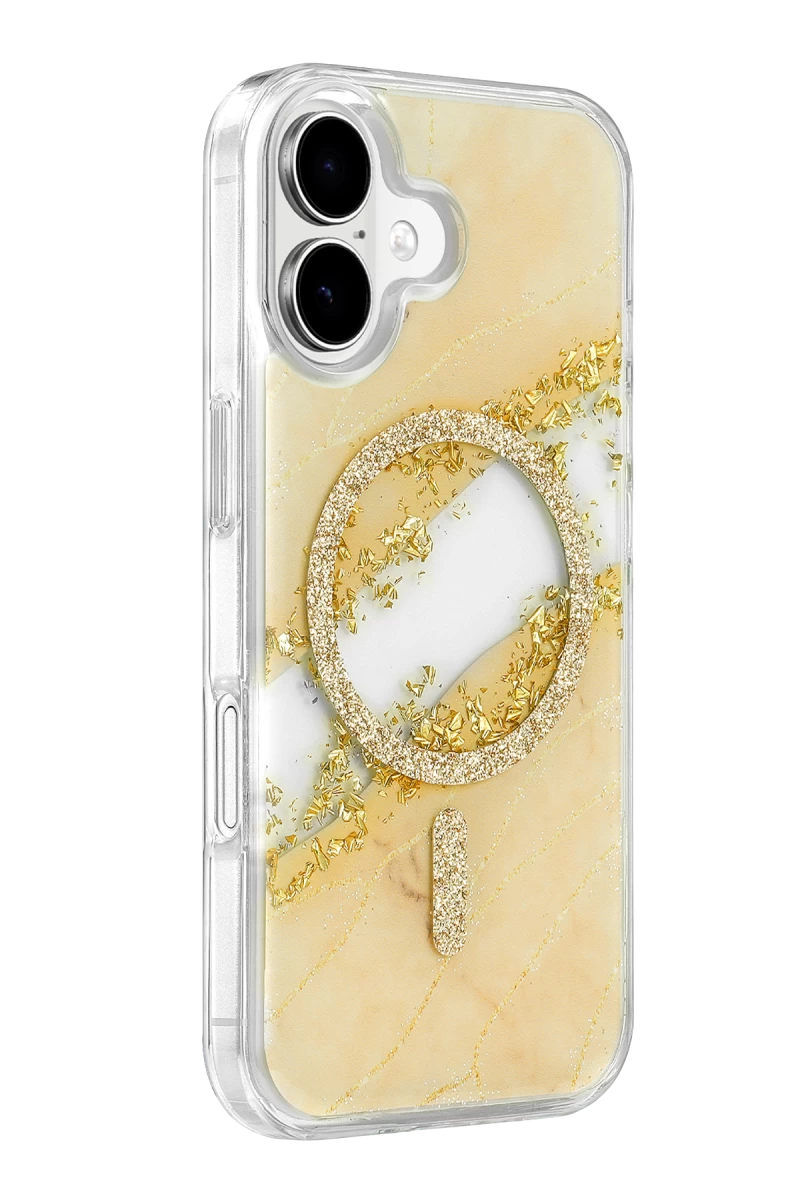 Onegif iPhone 16 Lotus Simli Magsafe Kapak - Gümüş
