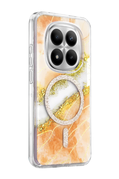 Onegif Redmi Note 15 Pro 5G Lotus Simli Magsafe Kapak - Turuncu