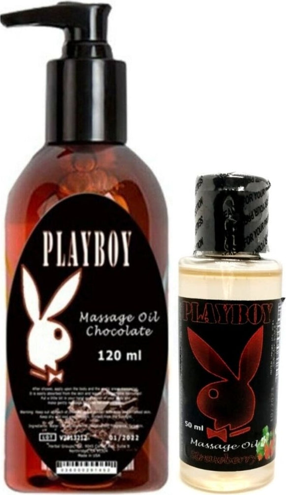 Playboy Aromaterapi Çikolata Massage Oil 120 ml + Çilek Aromalı Massage Vücut Masaj Yağı 50 ml