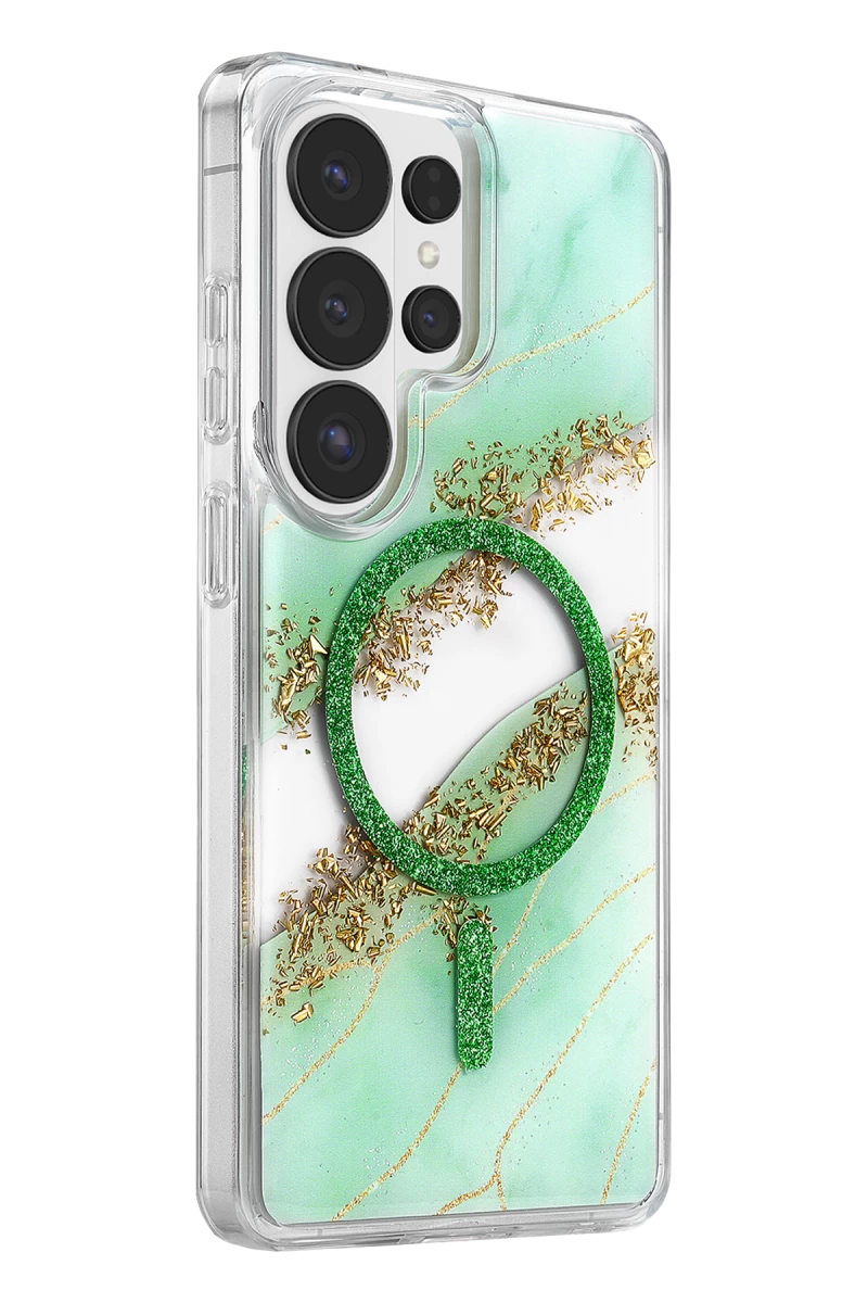 Onegif Galaxy S26 Ultra Lotus Simli Magsafe Kapak - Yeşil
