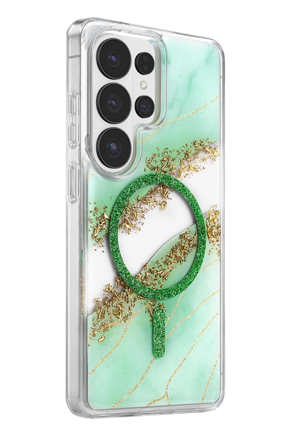 Onegif Galaxy S26 Ultra Lotus Simli Magsafe Kapak - Yeşil