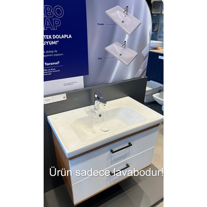 100x45 cm Etajerli Turkuaz Seramik Lavabo