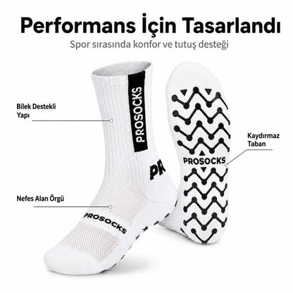 Kaydırmaz Spor 3'lü Çorabı Beyaz | Nefes Alan, Bilek Destekli, Güçlü Tutuşlu Performans Çorabı