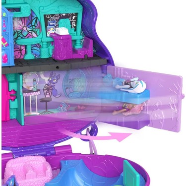 POLLY POCKET? Monster High Temalı Kompakt Oyun Seti, 3 mikro bebek ve 10 aksesuar bulunan