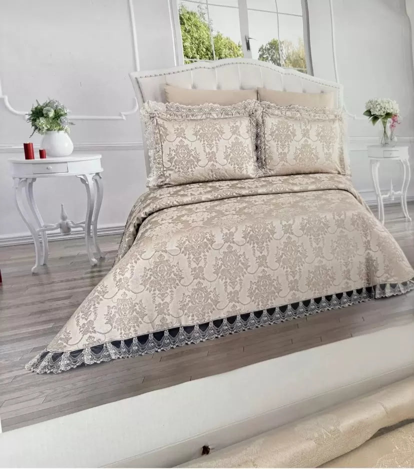 Şönil 3 Parça Yatak Örtüsü Seti Çift Kişilik 255x265 cm Lüx Yatak Örtüsü Çeyizlik Yatak Odası Takımı