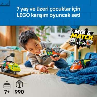Uçak, Servis Kamyonu ve Hoverkraft Karışımı Oyuncak Seti 7+ Yaş için