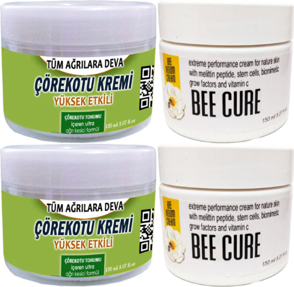 2 Adet Çörek Otu Kremi Büyük Boy 150 ml Krem + 2 Adet Bee Cure Krem 150 ml / Vücut Fıtıkagrilarina