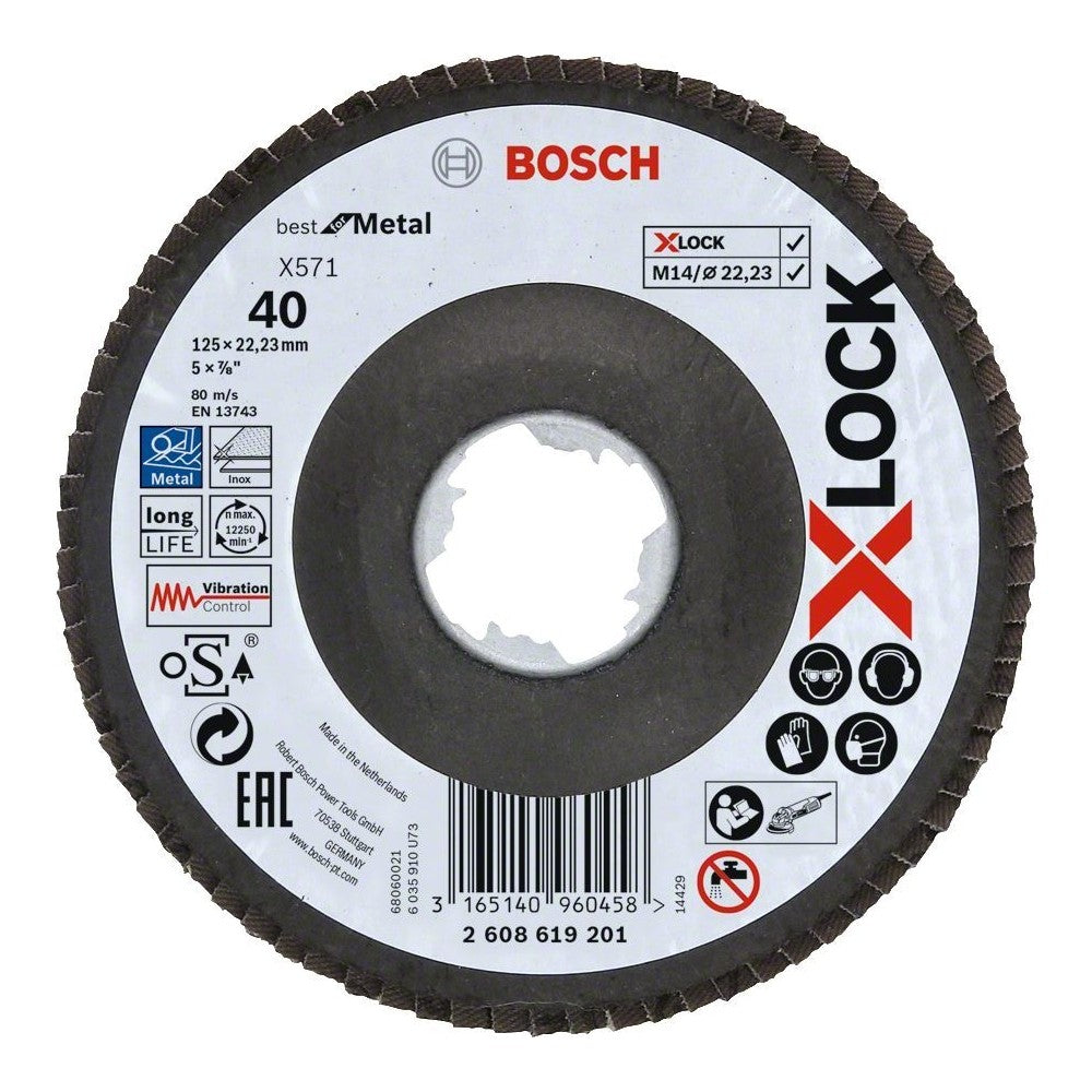 Bosch - X-Lock - 125 mm 40 Kum Best Serisi Metal Flap Disk