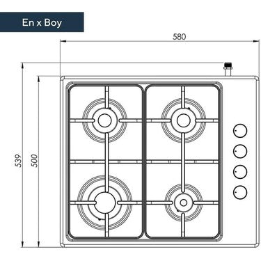 Kumtel KO-420/430 F Inox 4 Gözü Gazlı Setüstü Ocak