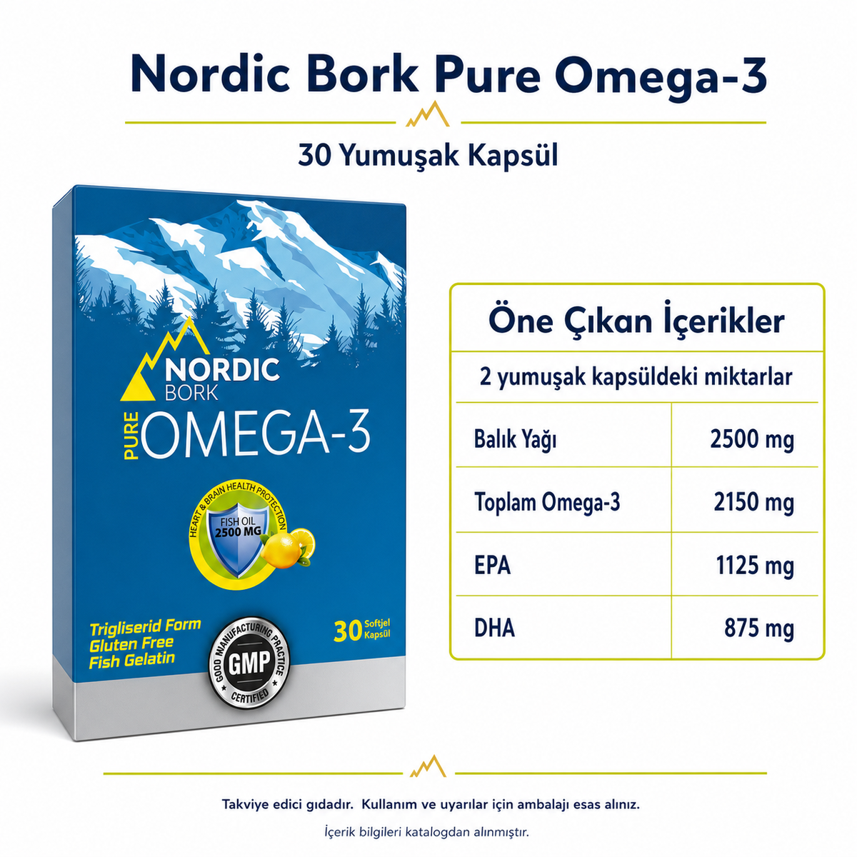 Nordic Bork Pure Omega-3 Balık Yağı 30 Yumuşak Kapsül