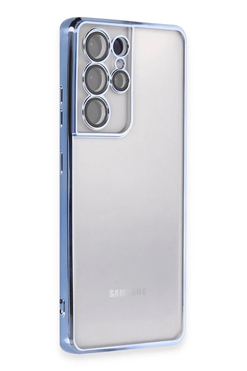 Galaxy S21 Ultra Kılıf Razer Lensli Silikon - Açık Mavi