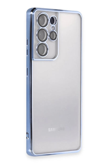 Galaxy S21 Ultra Kılıf Razer Lensli Silikon - Açık Mavi