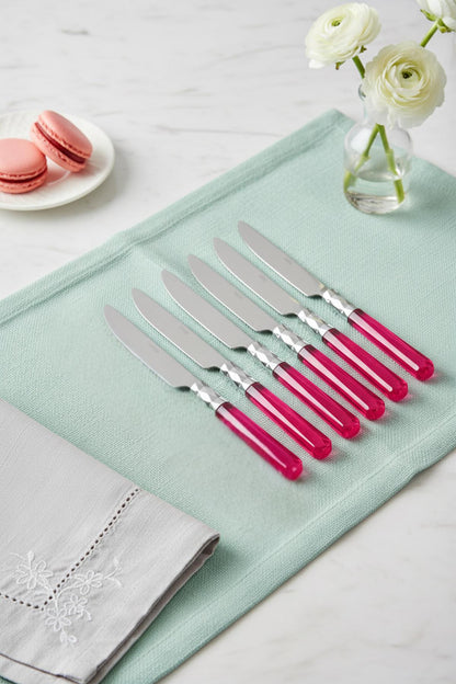 6?lı Paslanmaz Çelik Pembe Tatlı Bıçağı Seti