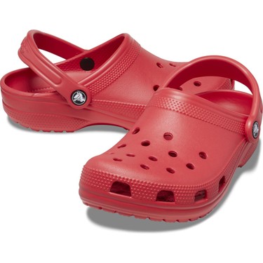 Crocs Classic Unisex Terlik 10001-6WC 10001-6WC003 Kırmızı 45-46 Düz Topuklu Hafif ve Rahat