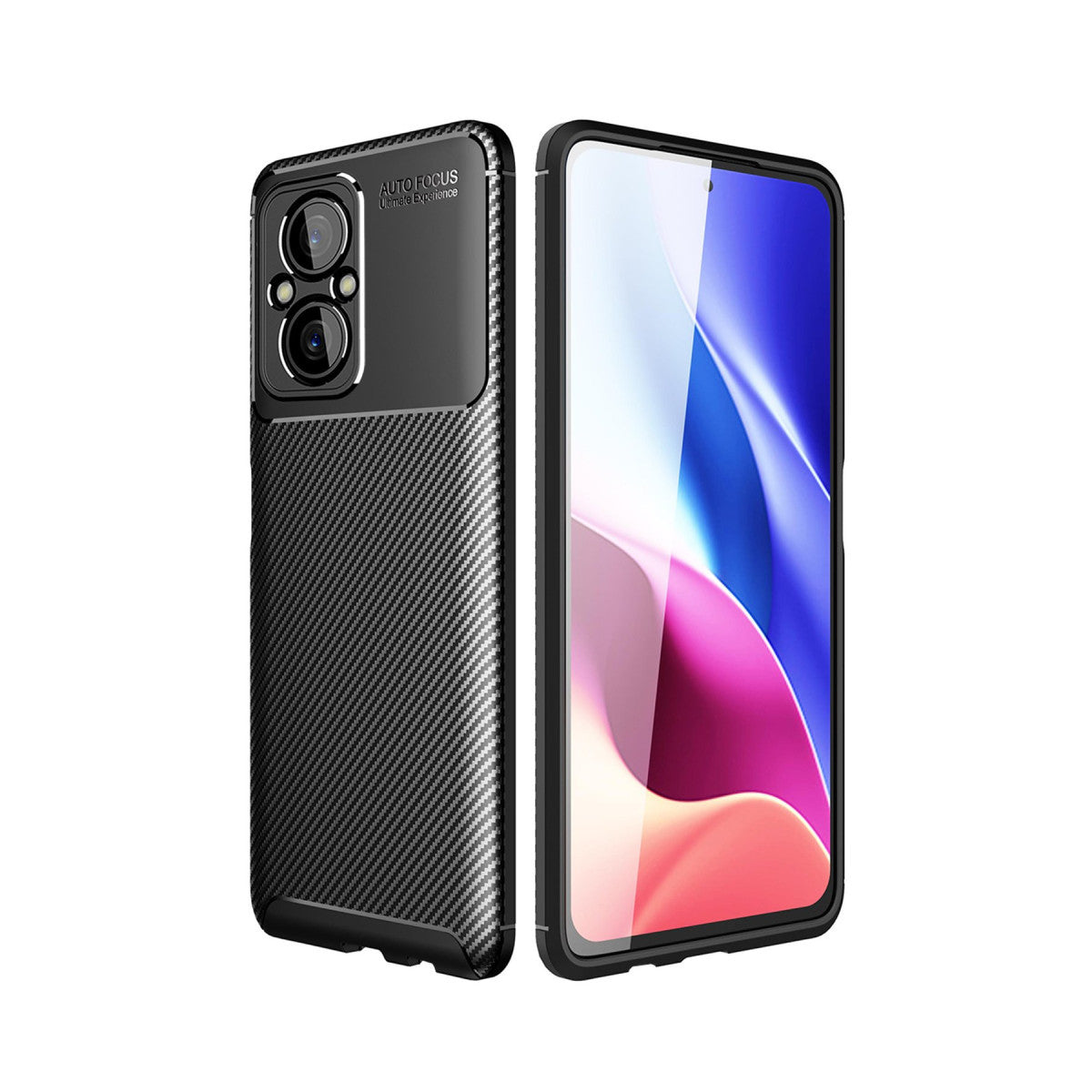 Poco M5 Kılıf Auto Focus Karbon Kapak - Siyah