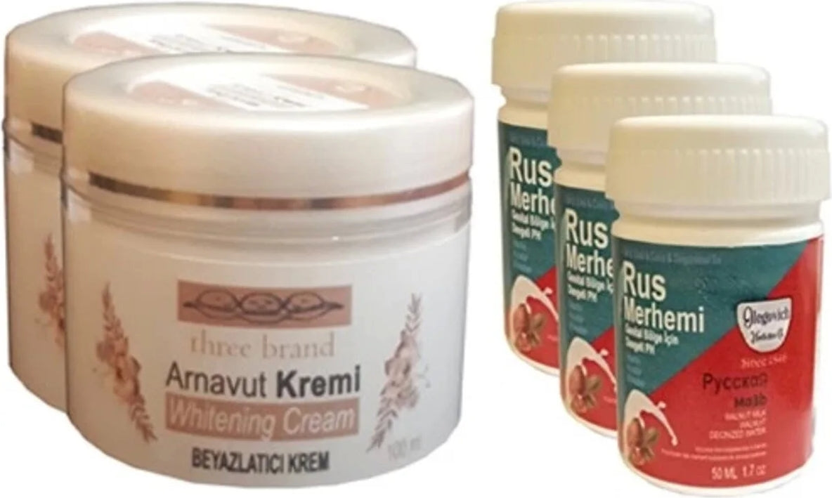 Süper Three Brand Vücut Kremi 100 ml Arnavut Kremi 2 Adet + Rus Merhemi 50 ml 3 Adet