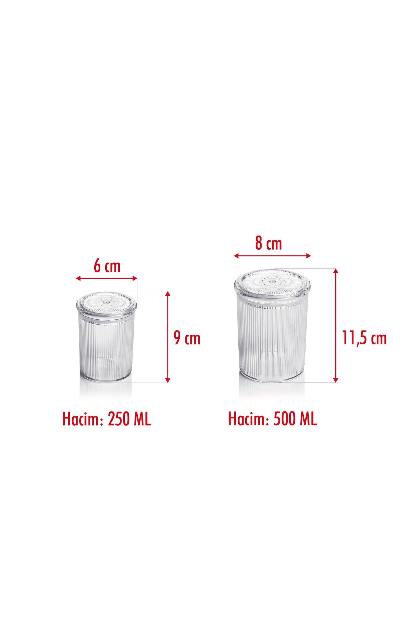 12'li Barok Yuvarlak 2 Boy Kavanoz Seti & Saklama Kabı & Erzak Kabı 6*500 ML,6*250 ML)