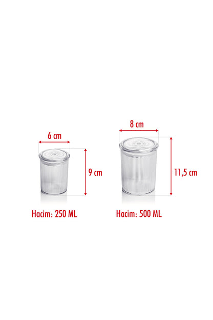 12'li Barok Yuvarlak 2 Boy Kavanoz Seti & Saklama Kabı & Erzak Kabı 6*500 ML,6*250 ML)