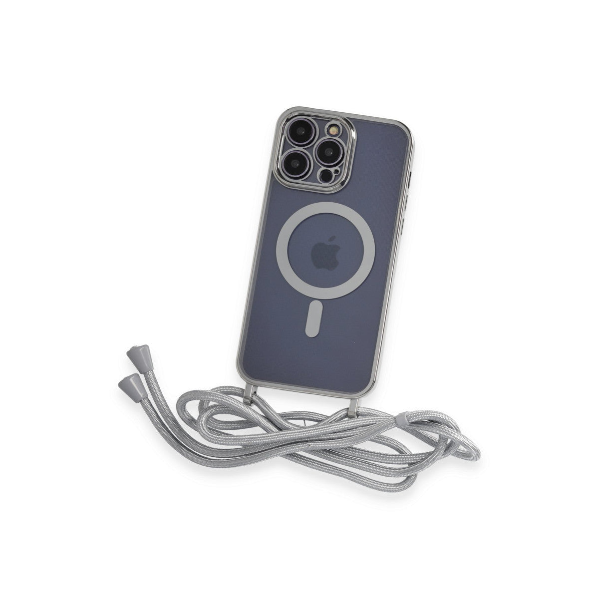 iPhone 14 Pro Kılıf Divo Lazer Askılı Magsafe Kapak - Gümüş
