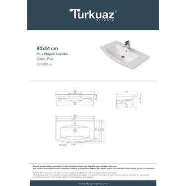 Etajerli 90 cm Turkuaz Seramik ile Estetik